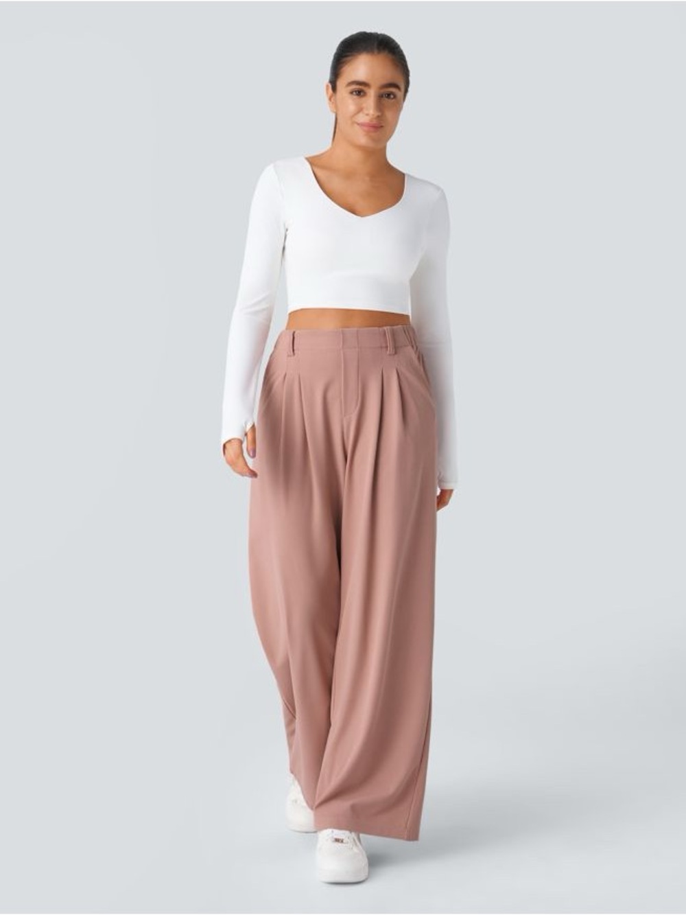 Halara Flex™ High Waisted Pocket Wide Leg Waffle Work Pants (XS Regular)